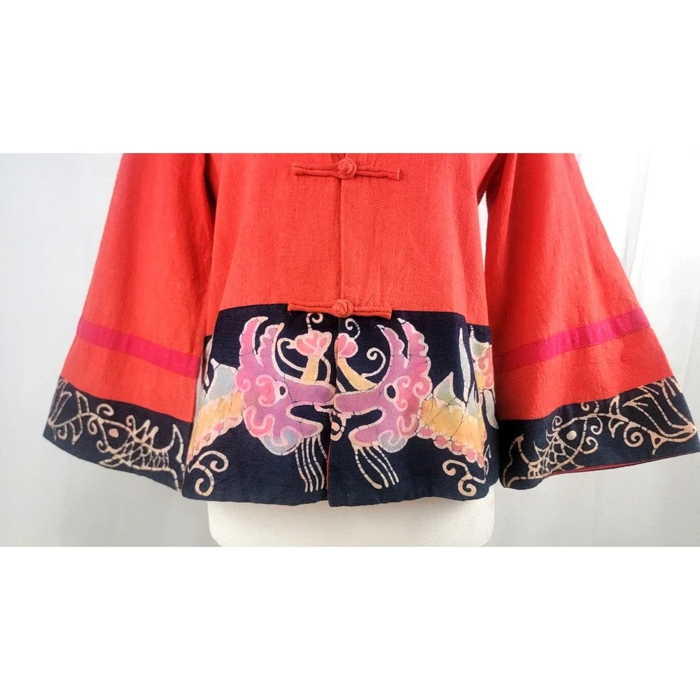 Vintage 90s Ro Me Batik Dragon Phoenix Boho Jacket